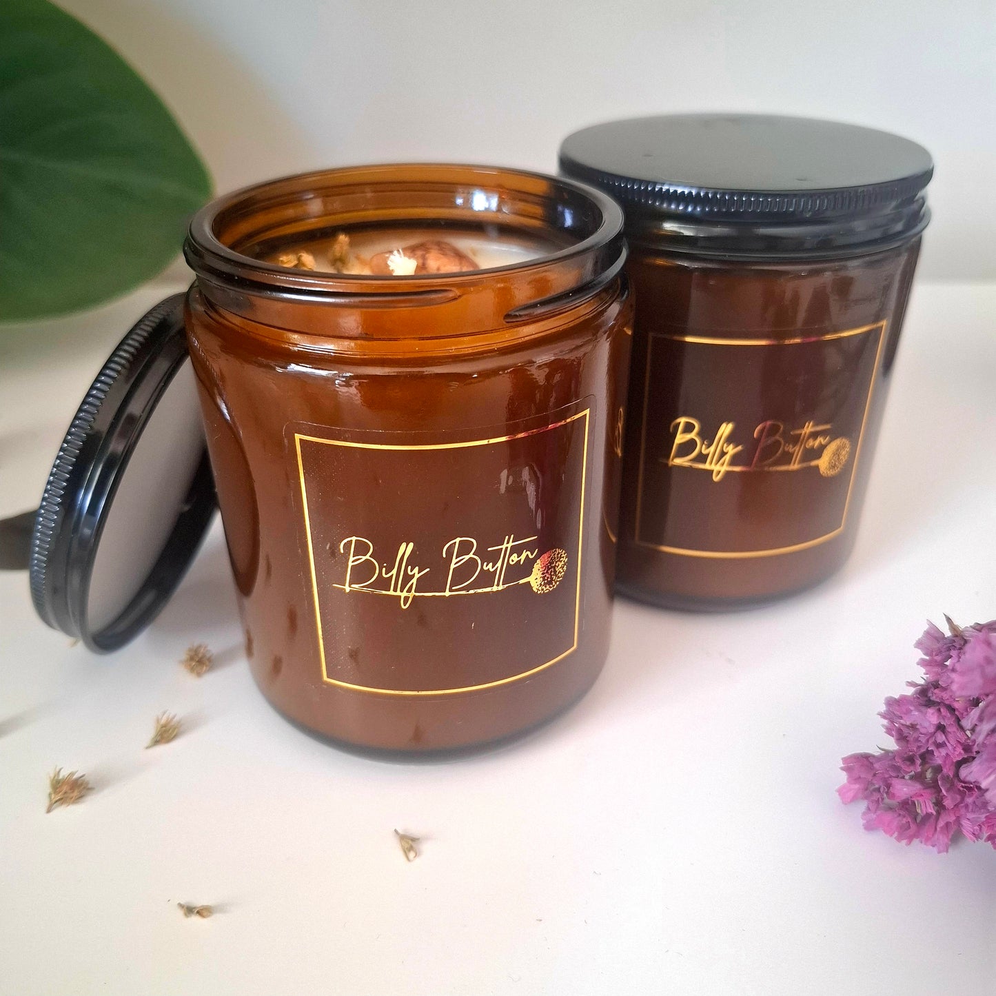 Citrus & Leather - Amber Candle Jar