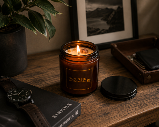 Citrus & Leather - Amber Candle Jar